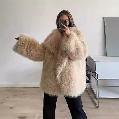 Damen Kunstfelljacke Boucle Style Modern