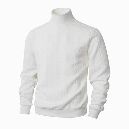 Herren Strickpullover Modern mit Zopfmuster Hochkragen