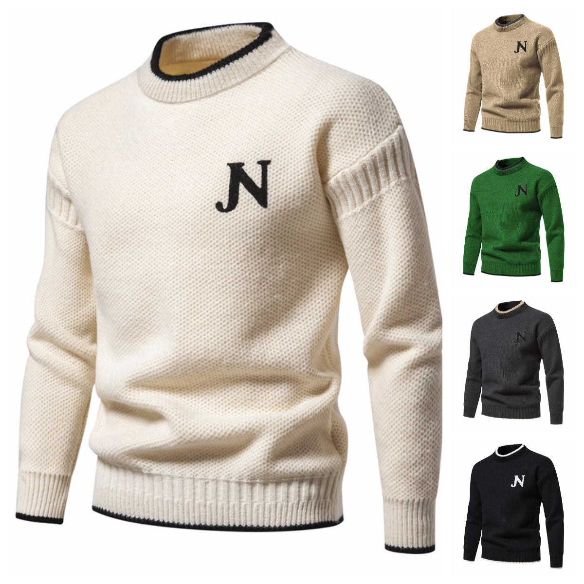 Herren Strickpullover Rundhals Modern Grau - BerlinGlamour