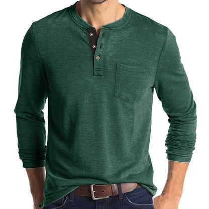 Herren Langarmshirt Modern Knopfdetails Elegant