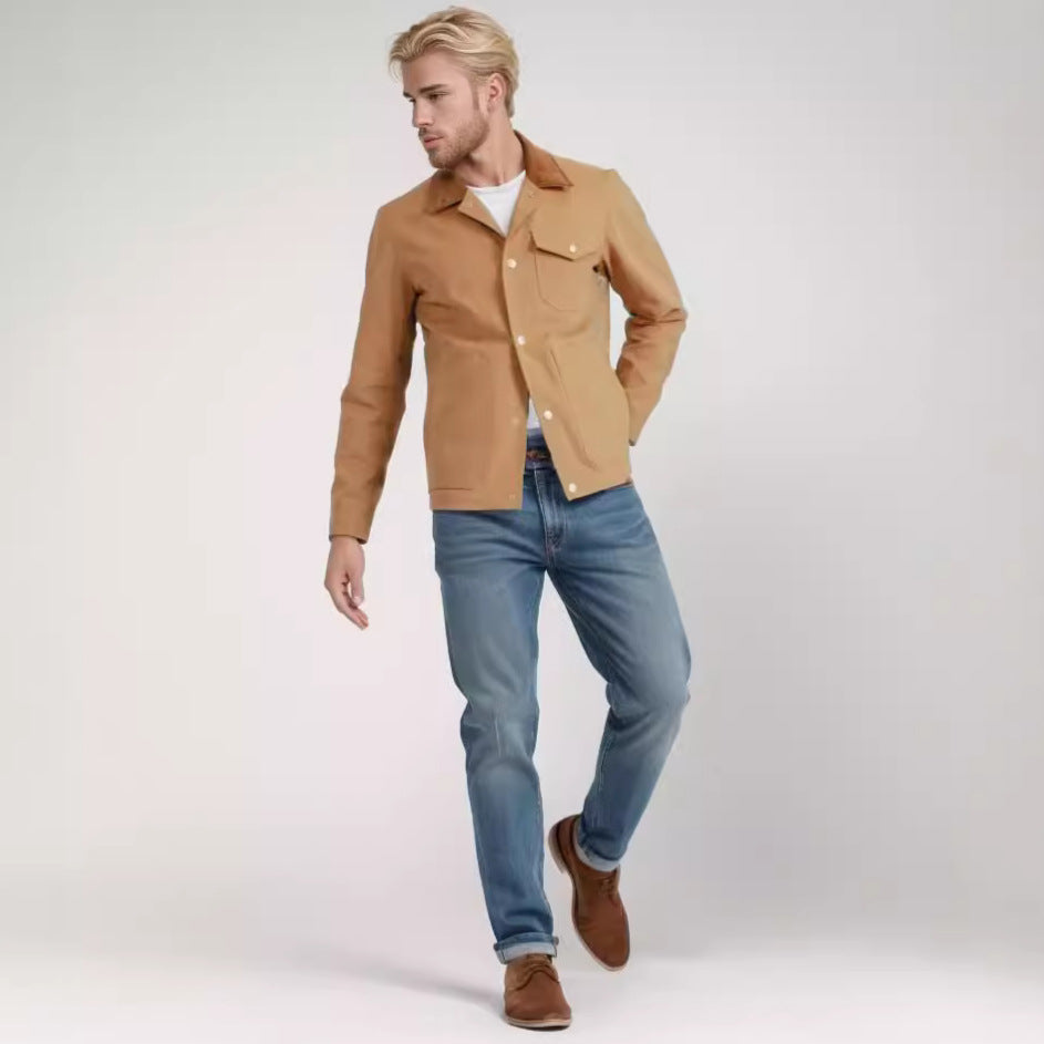 Herren Jacke Baumwolle Vielseitig Mit Taschen