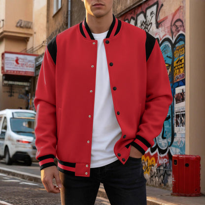 Herren Baseballjacke Sportlich Trendig Schwarz