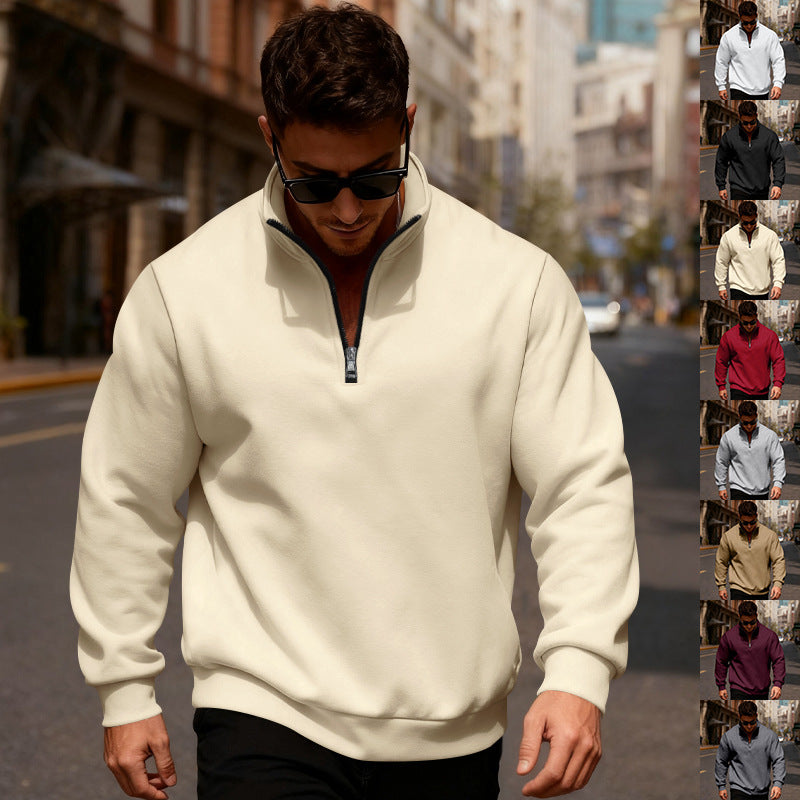 Herren Sweatpullover Hochkragen Reißverschluss Sportlich - BerlinGlamour