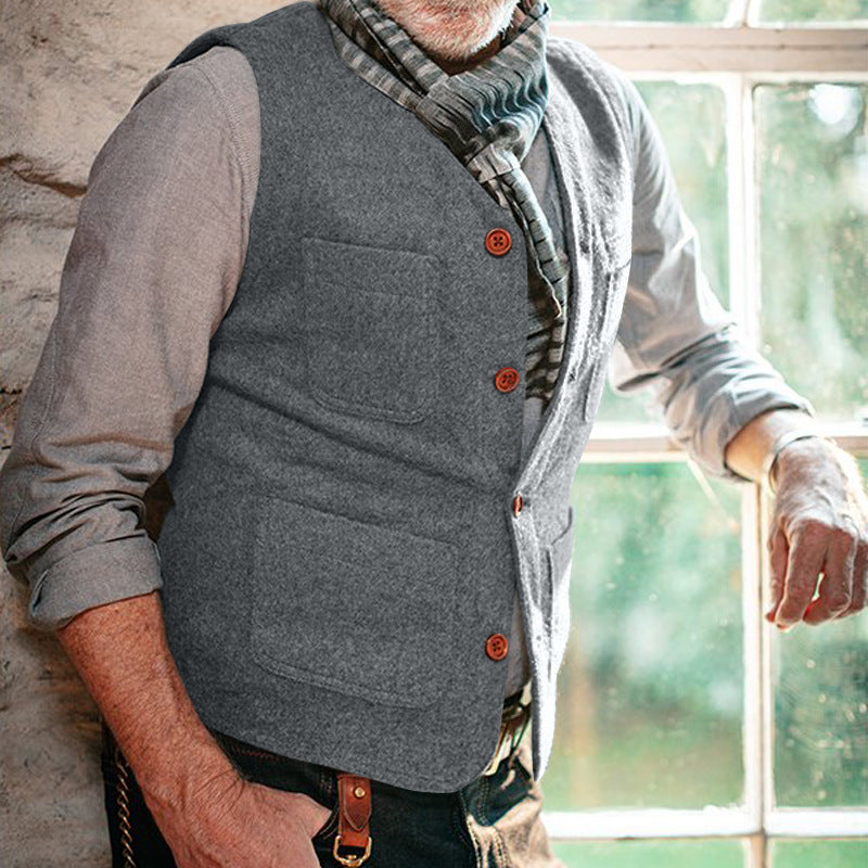 Herren Weste Elegant Knopfverschluss Schwarze Moderne