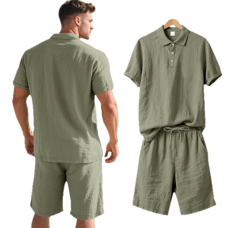 Herren Poloshirt Shorts Set Leger Sommer
