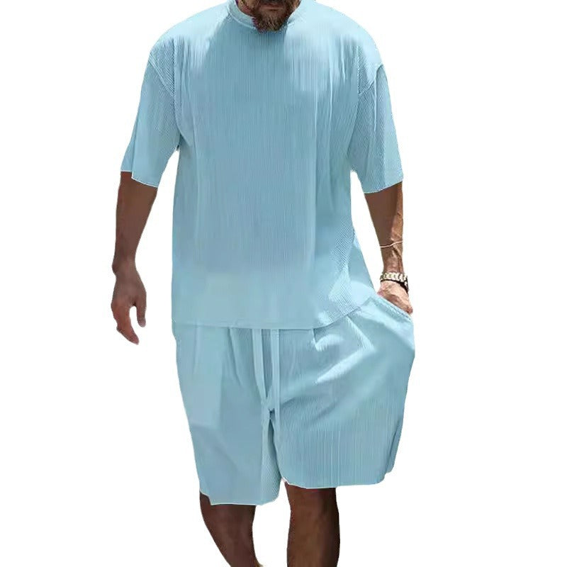 Herren Kurzarm-Set mit elastischem Bund und Taschen Casual