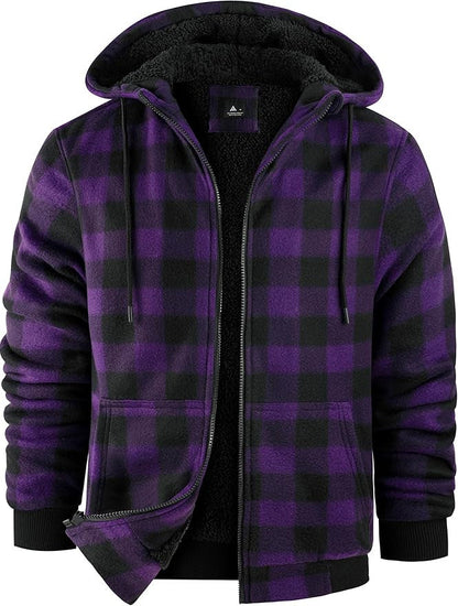 Herren Fleecejacke Karomuster Kuschelig Warm