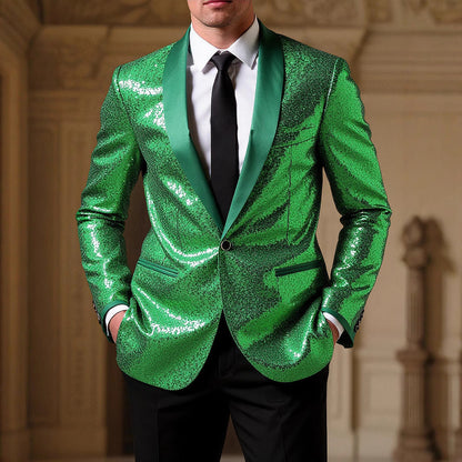 Herren Blazer Elegant Glitzernd mit Satinkragen Modern - BerlinGlamour