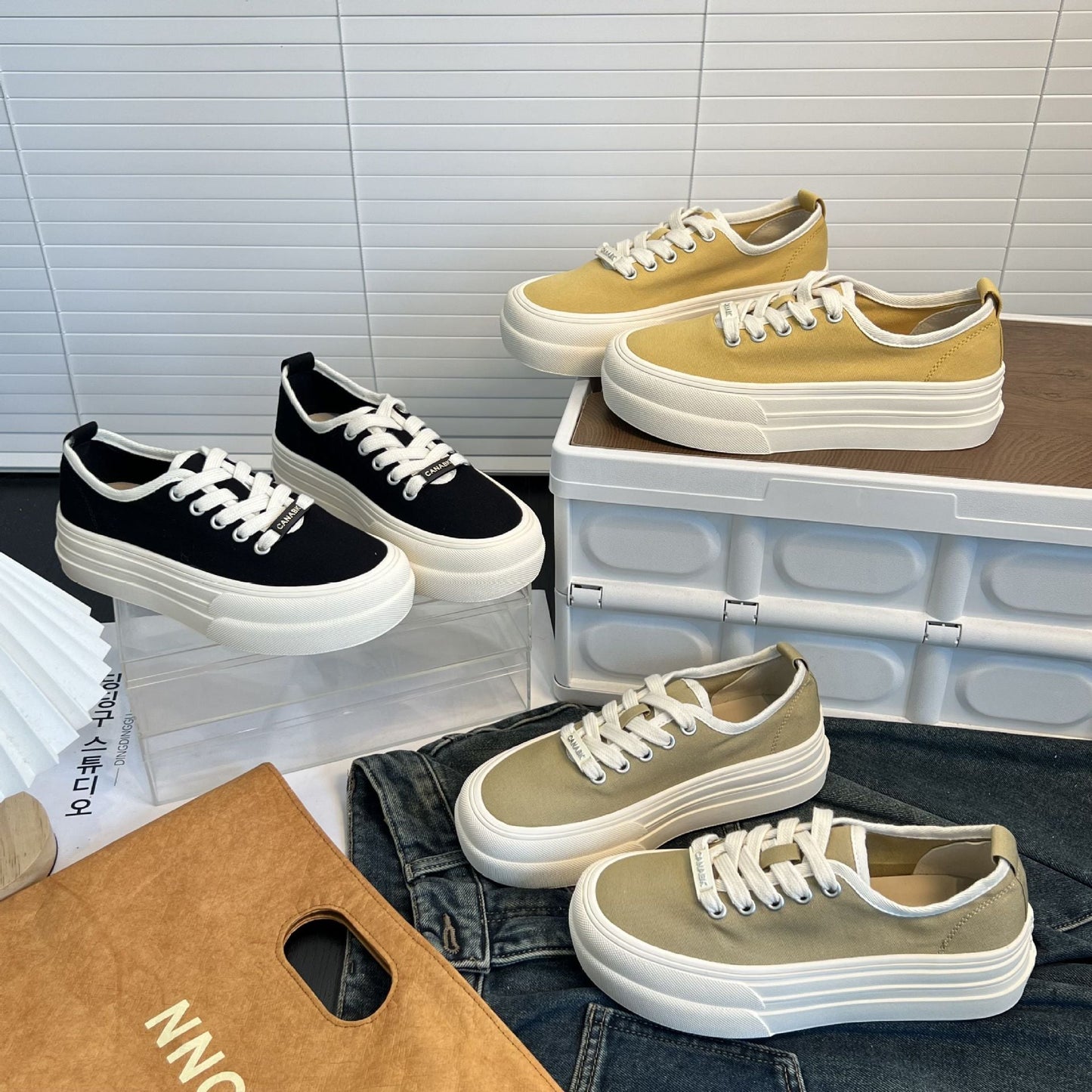 Damen Sneaker Plateau Schuhe Chunky Modisch Strapazierfähig