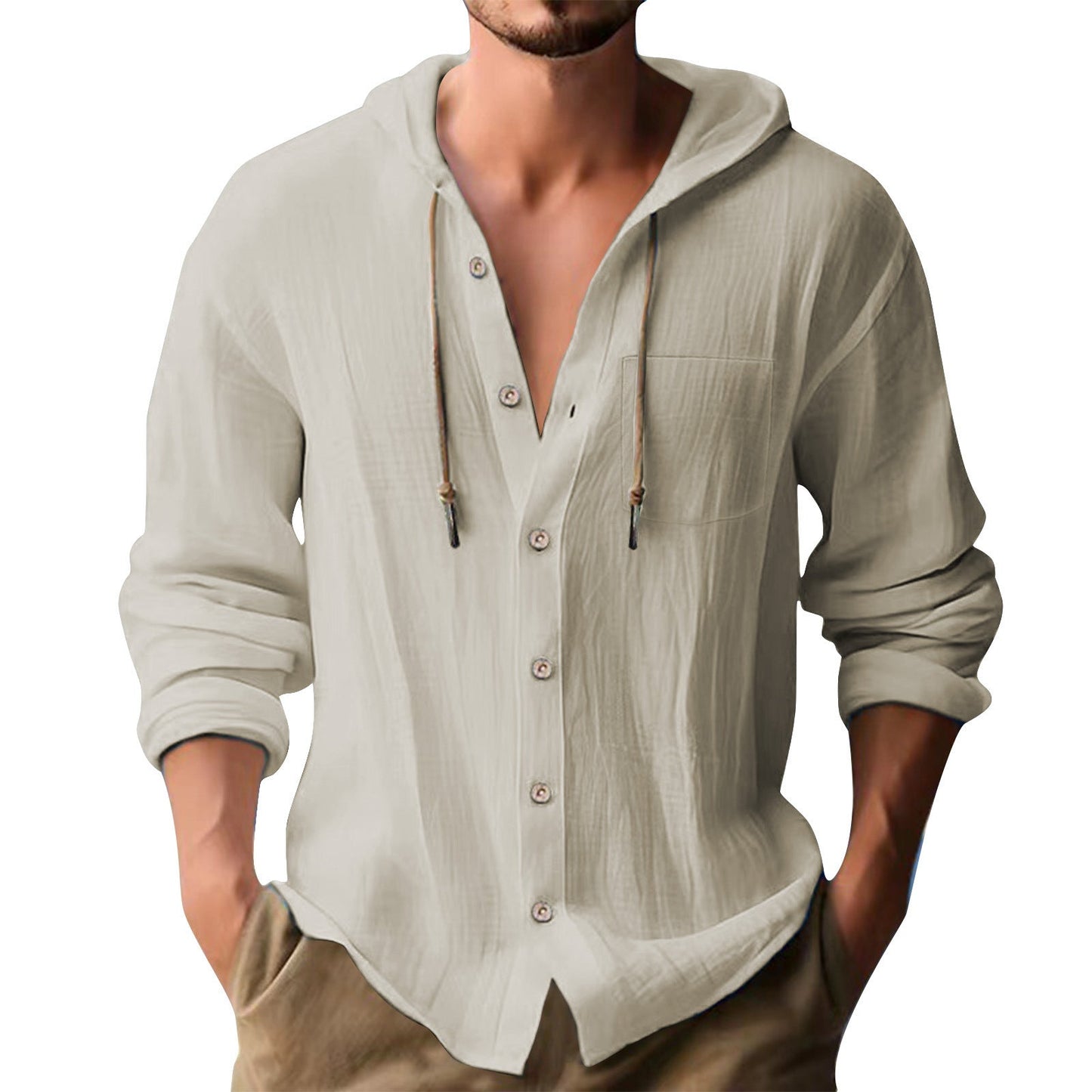 Herren lässiges Kapuzenshirt mit Knopfleiste und praktischen Taschen BerlinGlamour.