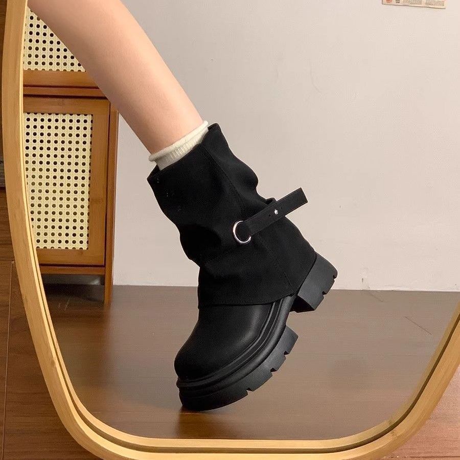 Damen Winterboots Elegantes Falten-Design Warm