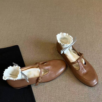 Damen Schuhe Mary Jane Rüschendekor Schnürsenkel