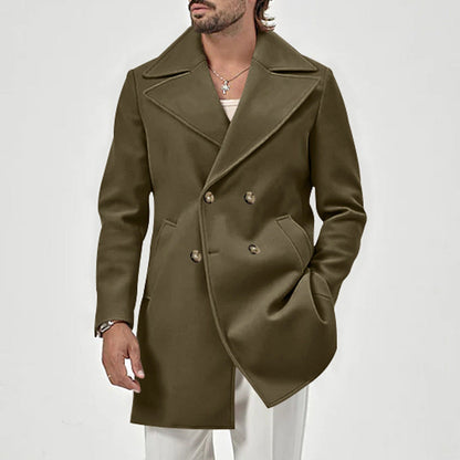 Herren Mantel Doppelt Elegant Langschwarz Berliner Stil