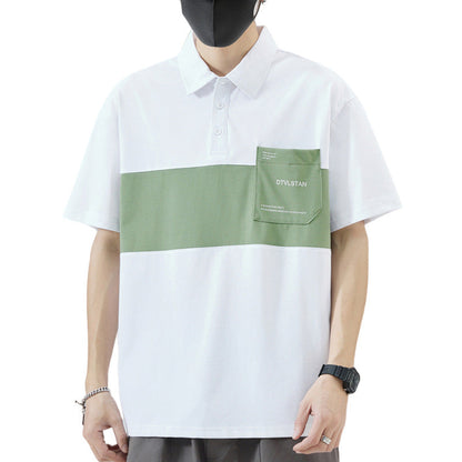 Herren Poloshirt Farbblock Modern mit Brusttasche