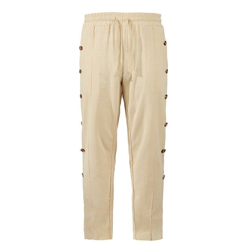 Herren Designerhose Slim Fit mit Knopfleiste und verstellbarem Bund