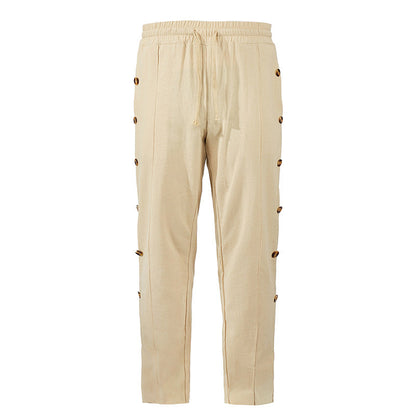 Herren Designerhose Slim Fit mit Knopfleiste und verstellbarem Bund