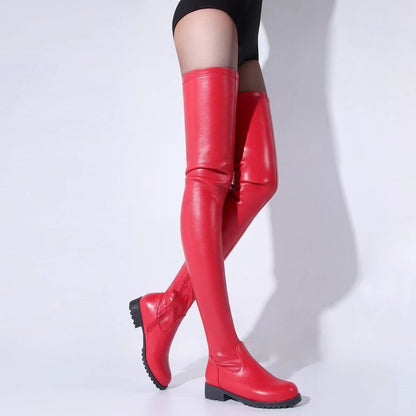 Damen Stiefel Overknee Robust Elegantes Design Schwarz