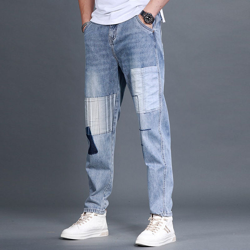 Herren Denim-Hose Lässig Patchwork Jeans Modern
