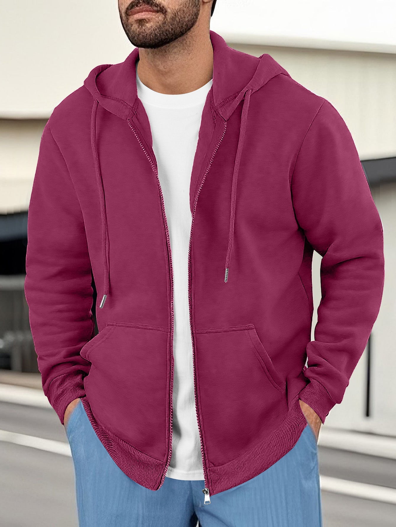 Herren Kapuzenjacke Lässig Atmungsaktiv Mit Taschen