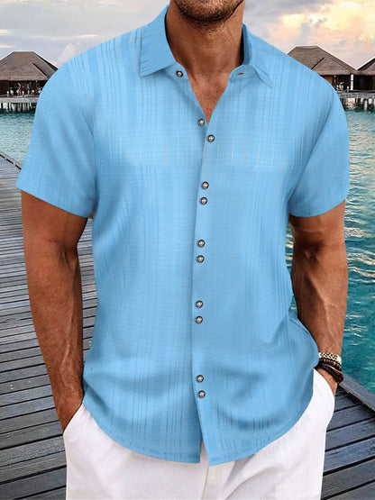 Herren Kurzarmhemd Elegantes Design Knopfleiste Modern