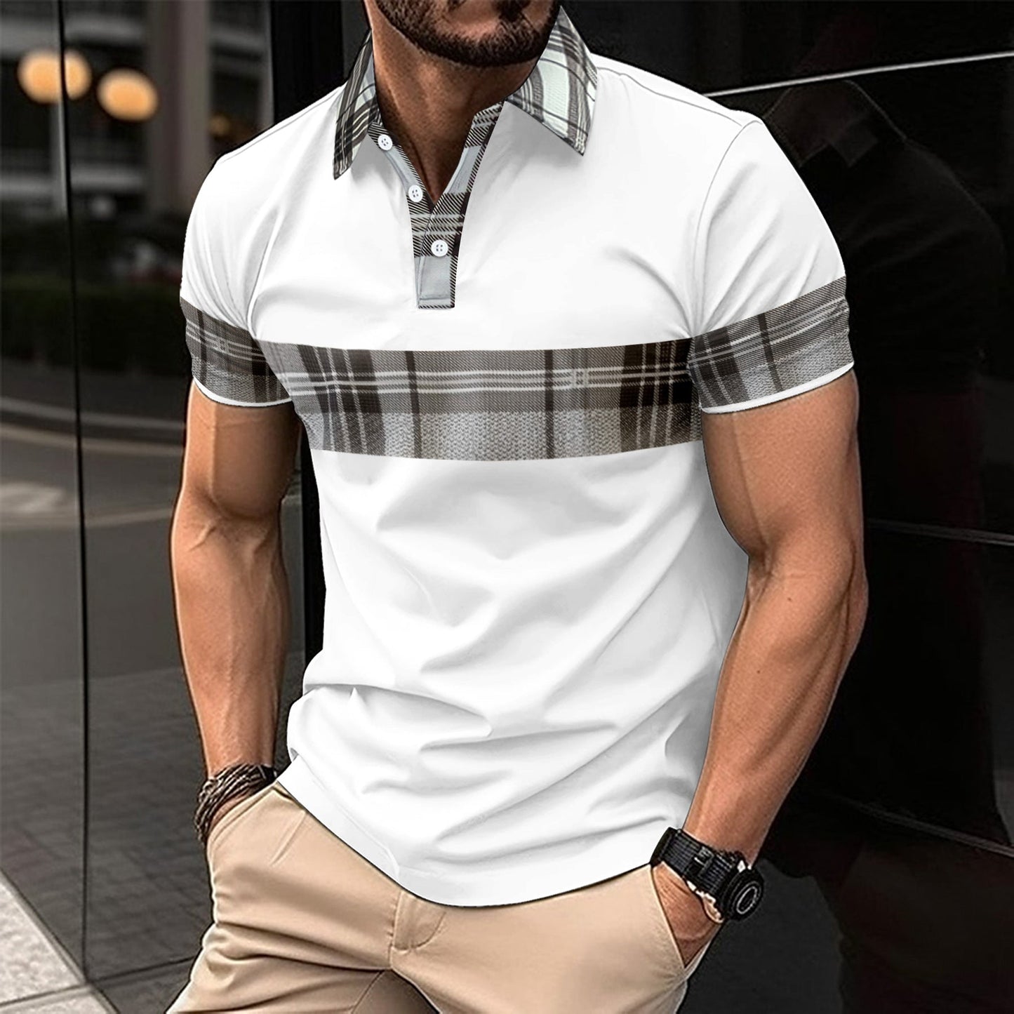 Herren Hemd Karo Kurzarm Modern Berlin Style
