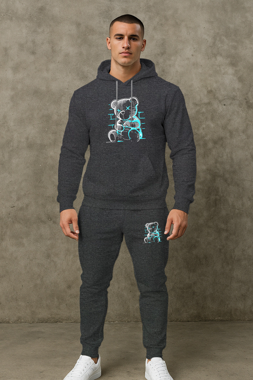 Herren Hoodie Set mit Jogginghose Trendig Grafikdruck Berlin Style