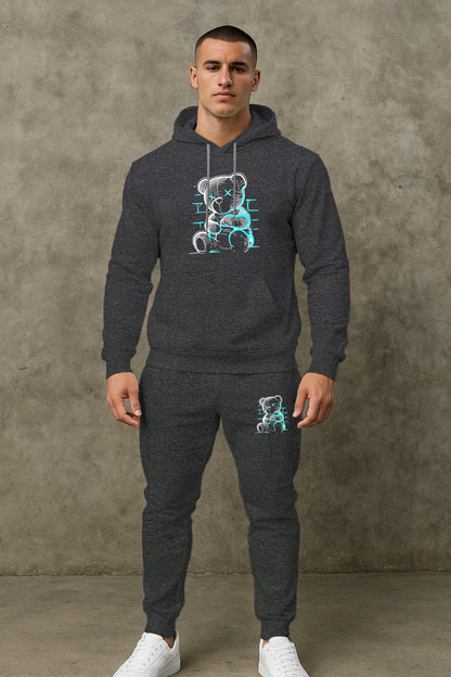 Herren Hoodie Set mit Jogginghose Trendig Grafikdruck Berlin Style
