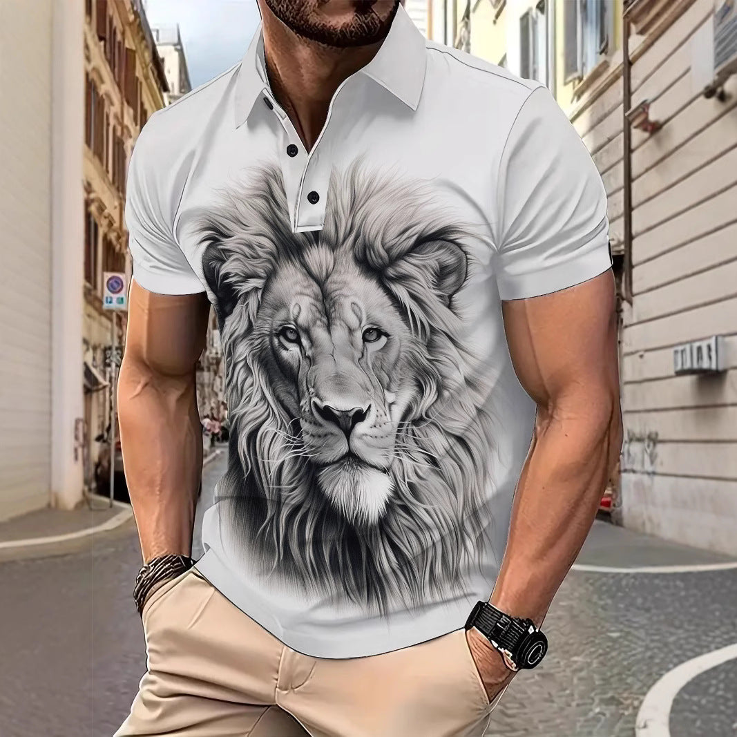 Herren Poloshirt Löwen Motiv Baumwolle Berlin Style - BerlinGlamour