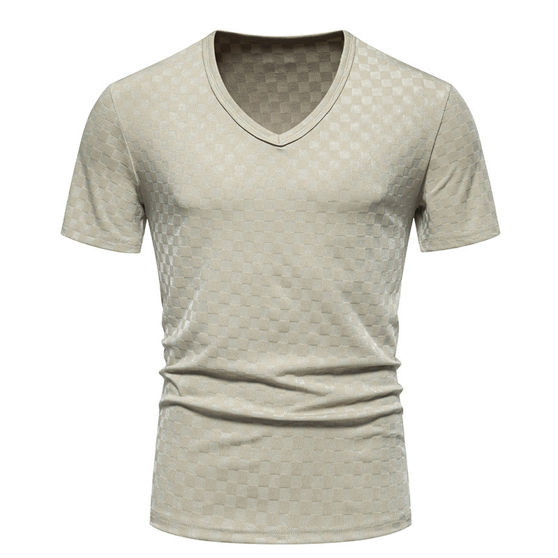 Herren Shirt V-Ausschnitt Strukturiert Modern