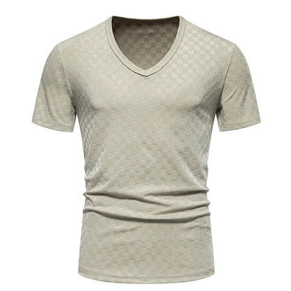 Herren Shirt V-Ausschnitt Strukturiert Modern