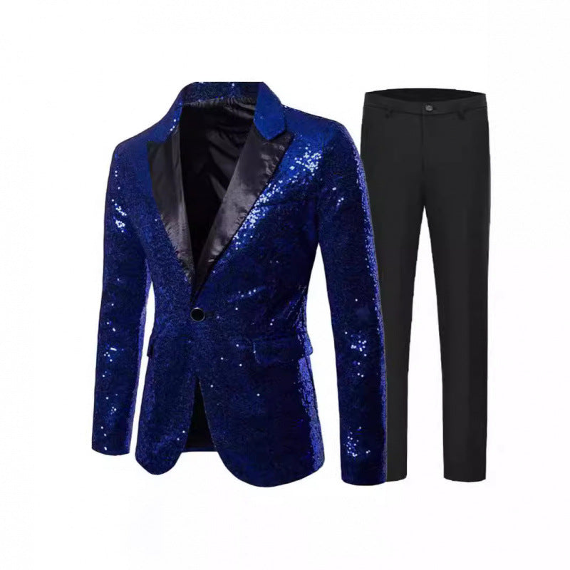 Herren Smokinganzug Glitzer Anzug Elegant Schwarze