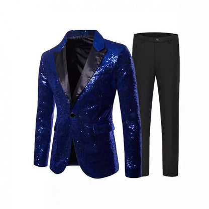 Herren Smokinganzug Glitzer Anzug Elegant Schwarze