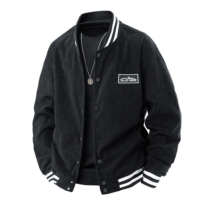 Herren Cordjacke Lässig Elastisch Mit Kontrast