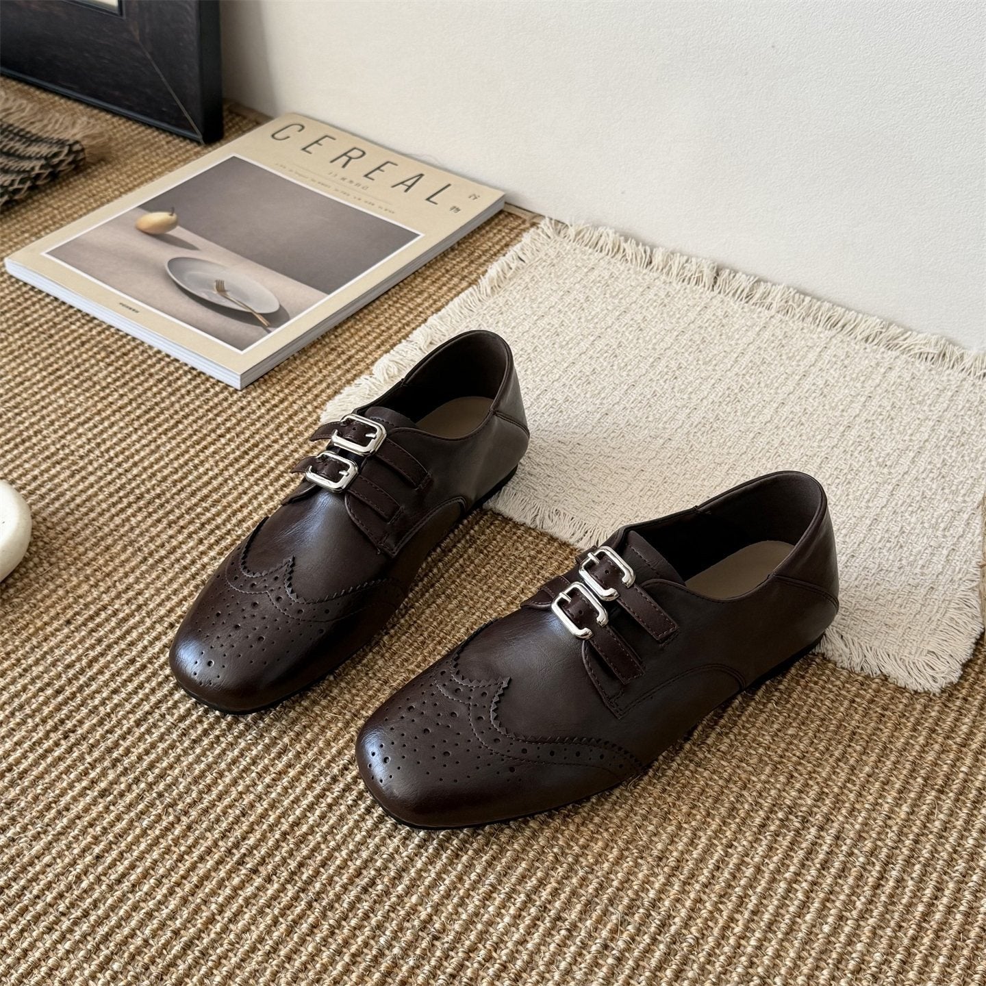 Damen Schnürschuhe Elegante Perforiert mit Doppelschnalle