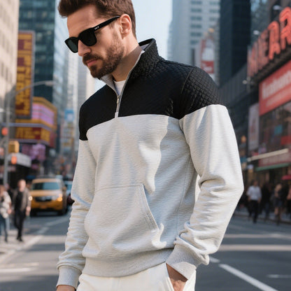 Herren Sweatshirt Modern mit 2 Taschen Hoher Kragen
