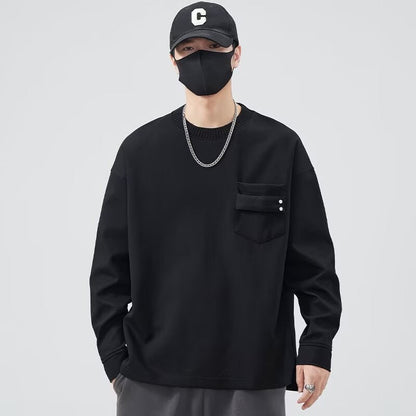Herren Langarmshirt Lässig mit Brusttasche Modern