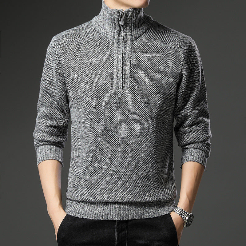 Herren Pullover Modern mit Reißverschluss und Struktur Optik