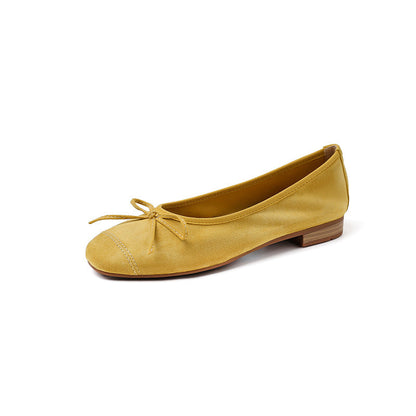 Damen Ballerinas Elegante Schleife Glanzleder