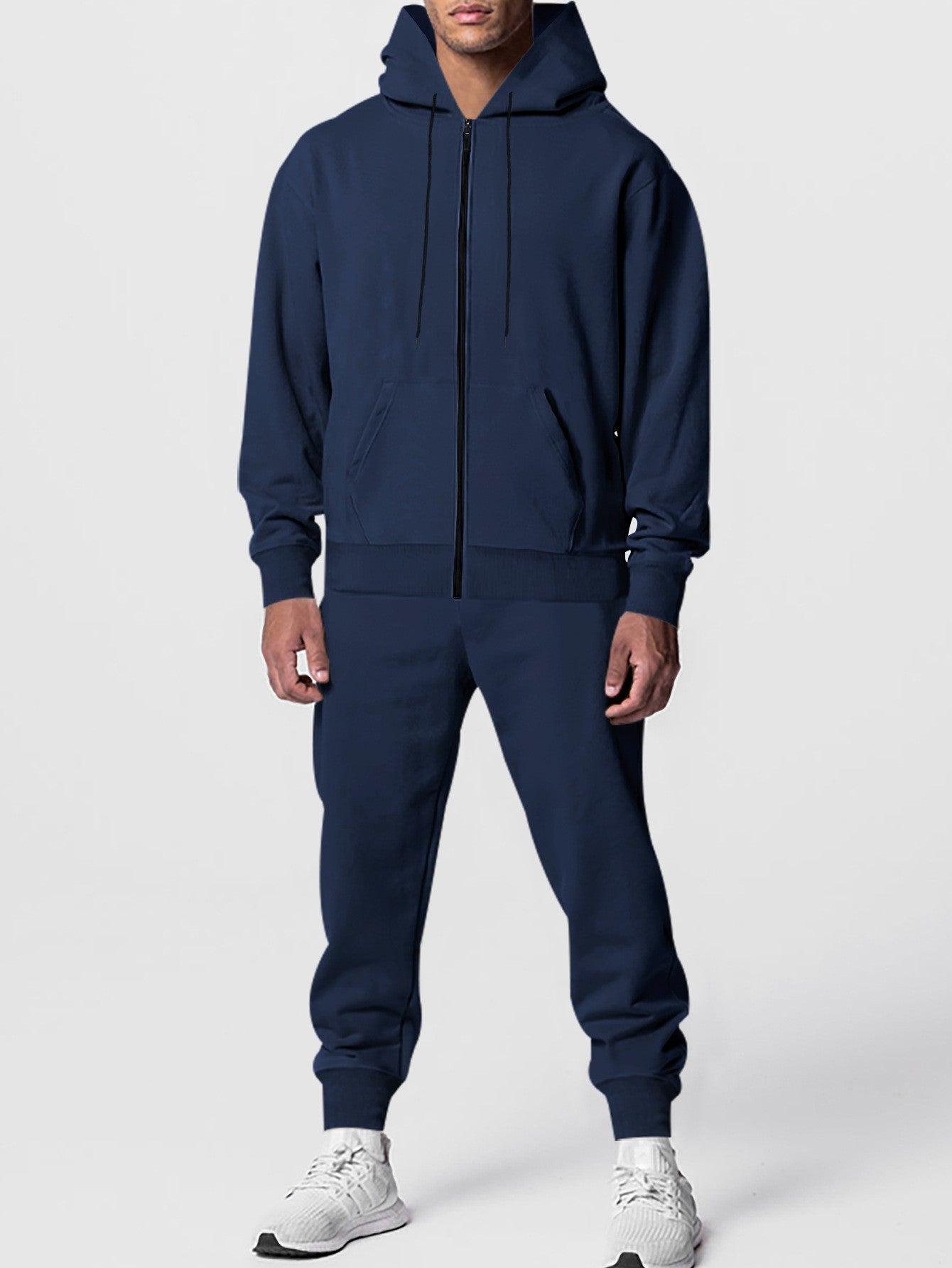 Herren Fleece Jogginganzug Kapuze Sportlich Bequem