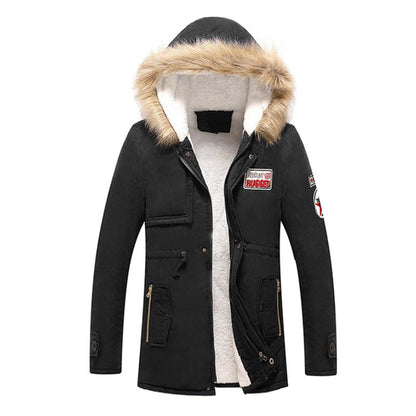 Herren Winterjacke Modisch Kunstfellkragen Taschen Berlin Style