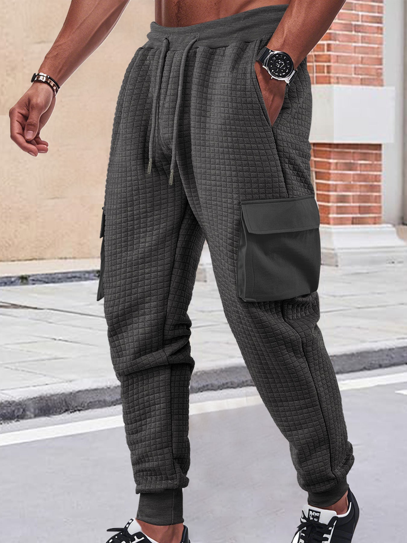 Herren Jogginghose Cargo Modern atmungsaktiv Schwarz