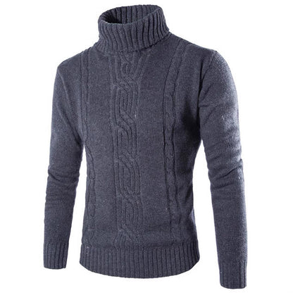 Herren Strickpullover Modern mit Zopfmuster und Hochkragen