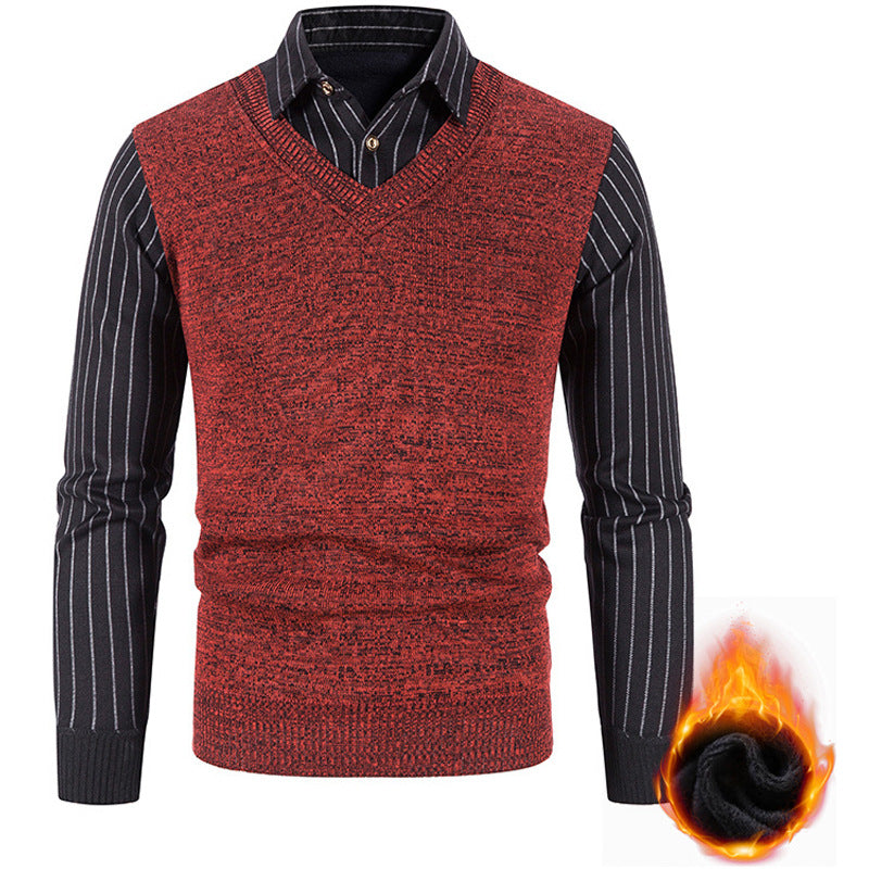 Herren Pullover V-Ausschnitt Modisch Streifen