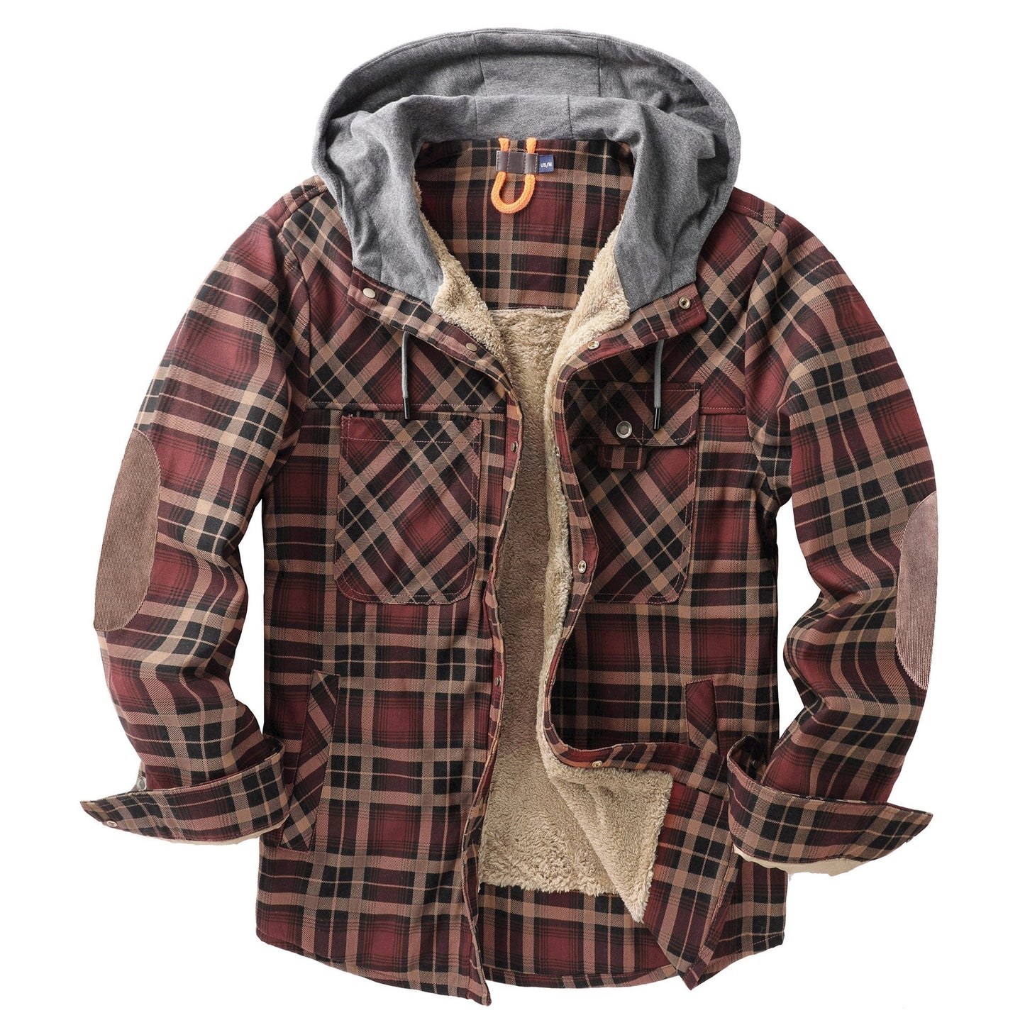 Herren Flanelljacke Weich Kapuze Warm Winter