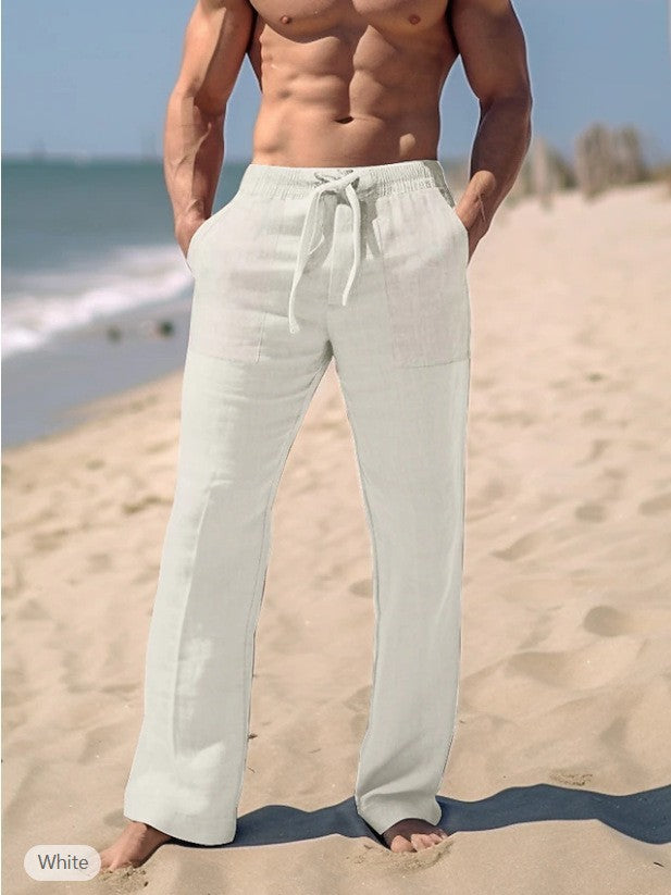Leichte Leinenhose Sommer Herren Bequem Verstellbar