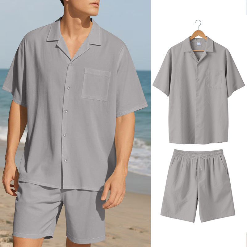Herren Sommergarnitur Atmungsaktiv Kurzarmhemd Shorts