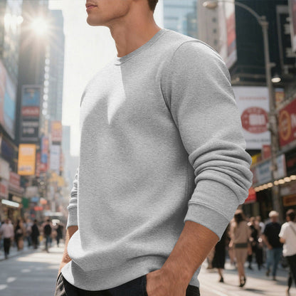 Herren Sweatpullover Rundhals Bequem Lässig Grau
