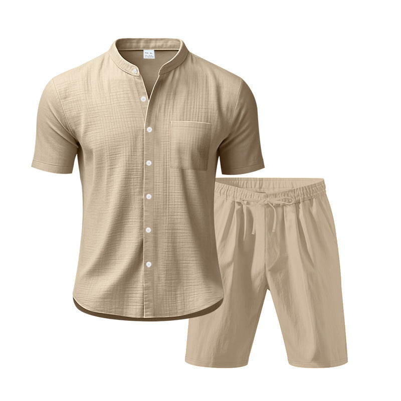 Herren Sommer Outfit kurzärmliges Hemd elastische Shorts