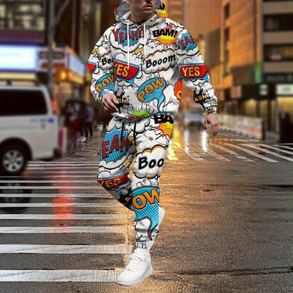 Herren Hoodie Jogginghose Bunt Comic Style Streetwear - BerlinGlamour