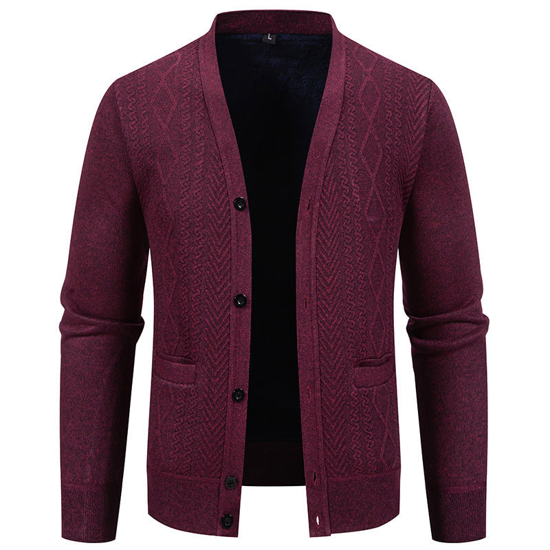 Herren Strickjacke Strukturiert Knopfverschluss Modern - BerlinGlamour